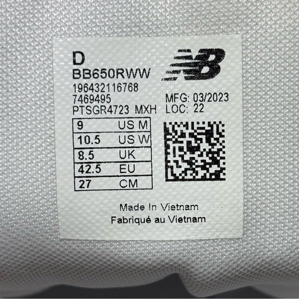 New Balance 650 Leather Shoes Men’s High top sneakers BB650RWW size 8.5 9 10.5 - Picture 8 of 9